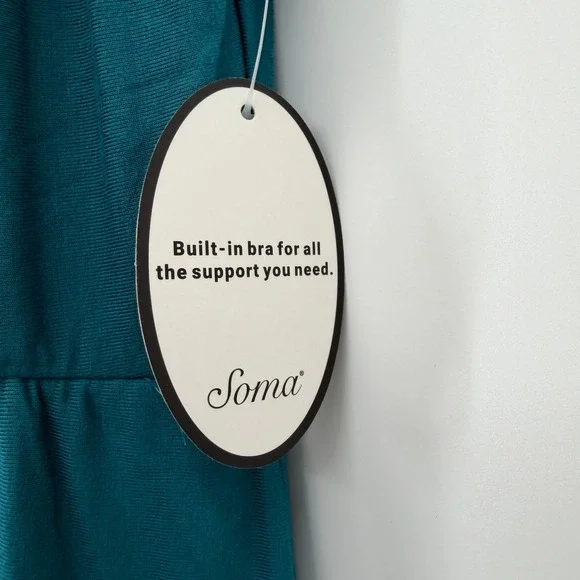Soma Ultimate Maxi Bra Dress Size L Tropic Palm Ocean Depths Teal Blue - Picture 3 of 11